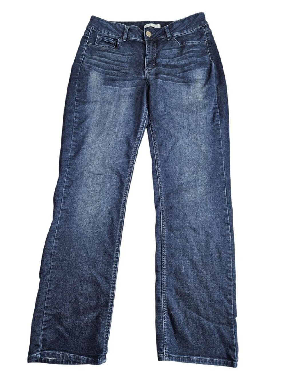 Riders By Lee Mid Rise Straight Leg Jeans Womens 12 Blue Med Wash Stretch Denim
